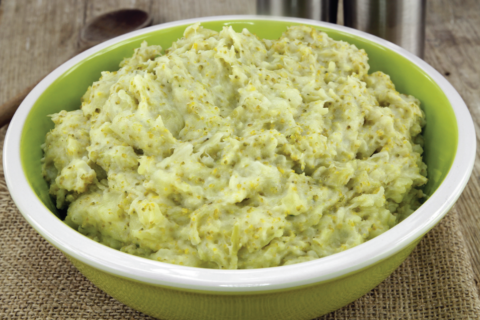 Broccoli, pea and mint mash/puree